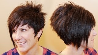 HOW TO CUT WOMENS HAIR  Short Pixie Assymetrical Aline Haircut Tutorial [upl. by Alleyne]