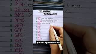 very important words full form anitasahu learnenglishmakeover youtubeshorts [upl. by Nauqyt]