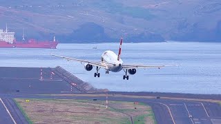 STUNNING VIEW LANDING TAP A320 at Madeira Airport [upl. by Aikkin]