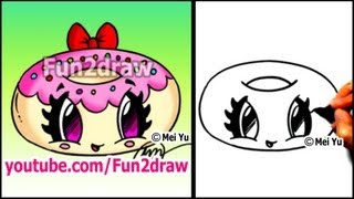 Easy Things to Draw  How to Draw a Super CUTE Donut  Fun2draw  Online Art Classes [upl. by Mathur849]