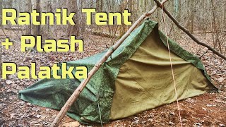 Solo Overnight Ratnik Tent Shelter Wool Sleeping Bag Plash Palatka ALICE Pack [upl. by Scotty]