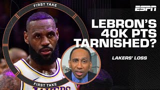 Stephen A says LeBron reaching 40K PTS was TARNISHED by another Lakers loss 😳  First Take [upl. by Adirehs]