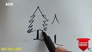 How to Draw Tamarisk Tree Easy with Marker Tamarisk tree drawing step by step [upl. by Hgielra]