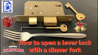 433 How to pick open a curtained lever mortice lock with a dinner fork  Merry Christmas everyone🎄 [upl. by Ynatirb995]