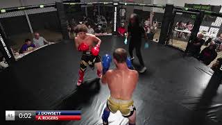 Justen Dowsett vs Abron Rogers 135lb exhibition kickboxing bout [upl. by Ykcub]