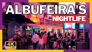 Nightlife in Albufeira  Old Town and Oura Strip walking  Algarve Portugal [upl. by Trauner]