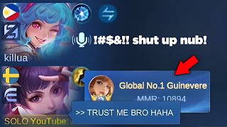 NEVER UNDERESTIMATE GLOBAL GUINEVERE TOO EARLY Trashtalk gone wrong💀  MLBB [upl. by Liek]