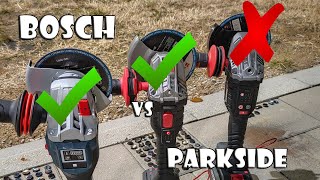 Bosch GWS 18V15 SC vs Parkside Performance PWSAP 20Li D4 and Parkside Performance PWSAP 20Li E5 [upl. by Baptlsta]