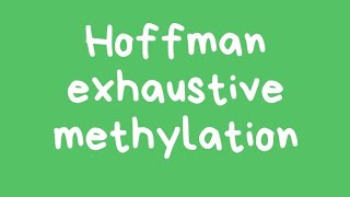 Hoffman exhaustive methylation organic chemistry by Siddiqui academy [upl. by Neelav]