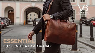 Modern Leather Briefcase for Professionals — Essential Mens 156quot Laptop Bag  by Von Baer Overview [upl. by Tennaj]