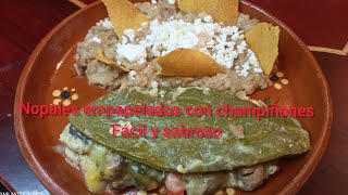 nopales empapelados con🧀 champiñones fácil y sabrosacocinando con Azu 🌶️🍅 [upl. by Marla229]