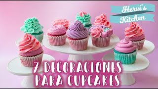 7 DECORACIONES PARA CUPCAKES  Básicos de reposterí  Ale Hervi [upl. by Coco330]