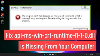 ERROR Falta apimswincrtruntimel110dll SOLUCION  WINDOWS 81  8  7  32 bits  64 bits [upl. by Inoliel237]