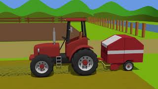 Agricultural show Tractors Combines Farm Machines  Vehicles cartoon animation for kids [upl. by Anaujal]