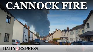 Cannock fire Smoke seen for miles as firefighters battle huge blaze [upl. by Nyltiac]