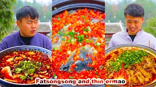 mukbang  Chopped pepper fish head  pepper chicken  Bobo Chicken  Chicken belly bun [upl. by Namyh]