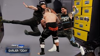 Roman Reigns amp Jey Uso Destroys Solo Sikoa Bloodline amp Tama Tonga Backstage WWE SmackDown Highlights [upl. by Narda479]