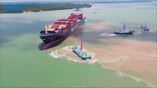 Haivanship Tug assist container ship MSC Rosaria 63427 t unberthing at SSIT  Vietnam [upl. by Aleahcim]