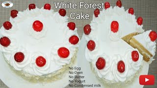 Eggless White Forest Cake बिना अंडे और बिना ओवन के केक कैसे बनाएं  How To Make White Forest Cake [upl. by Benedicto]