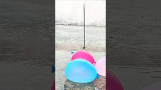 Water balloon slowmotion blast in iron wire reaction balloon waterslowmotion funnyimages [upl. by Ekralc]