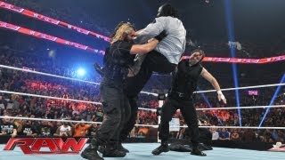 The Shield Triple Power Bombs Mark Henry Raw July 15 2013 [upl. by Atisusej]