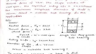 Problem on ball bearing rolling contact bearing using data book [upl. by Ynohtnaluap]