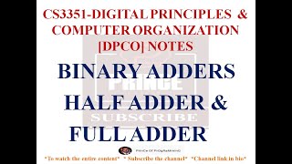 BINARY ADDERS NOTES  HALF ADDERS  FULL ADDERS  DIGITAL PRINCIPLES AND COMPUTER ORGANIZATION NOTES [upl. by Rider]