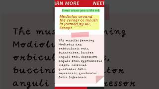 NEET MDS MCQs  Modiolus Muscles shorts [upl. by Bonney]