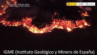 Erupción Cumbre Vieja La Palma 20sept 2021Noche Instituto Geológico y Minero de España IGME [upl. by Annaehs]