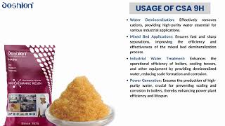 DOSHION CSA 9 H HighPerformance GELType Strong Acid Cation Exchange Resin [upl. by Eelame]