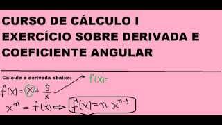 Derivada e Reta tangente com Coeficiente Angular no ponto Aula do Curso de Cálculo e Matemática [upl. by Kynan821]