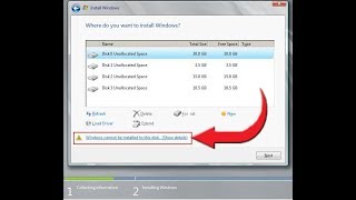 Error Message Windows Cannot be Installed to this Disk  Hindi [upl. by Yeffej722]