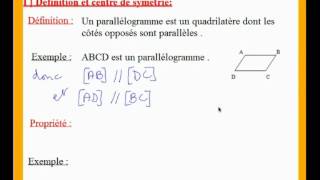 5eme cours de maths sur la définition du parallélogramme [upl. by Casmey]