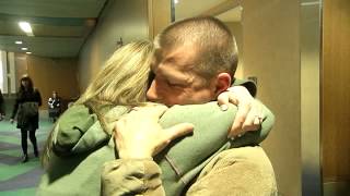 Soldier surprises wife at Portland airport [upl. by Akitahs154]