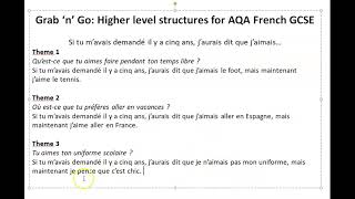 AQA GCSE French Speaking Exam General Conversation Writing Exam 150 Word Grab n Go Structures 4 [upl. by Berenice]