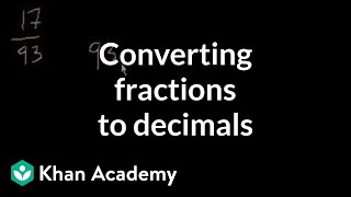 Converting fractions to decimals  Decimals  PreAlgebra  Khan Academy [upl. by Aserat585]