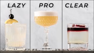 WHISKEY SOUR 3 WAYS  Lazy Pro Clear  How to make a Whiskey sour cocktail [upl. by Youngran]