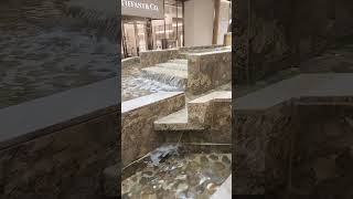 Ramp waterfall cobblestone fountain 1min footage South coast plaza Costa Mesa California 992024 [upl. by Aicilak]