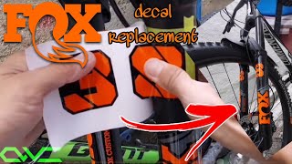 How To Replace Fox Fork Suspension Decals  Fox 38 Suspension Fork [upl. by Ahseret]