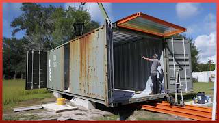 Man Builds Amazing DIY Container Home with Foldable Terrace  LowCost Housing PLAHOUSECONTAINER [upl. by Alauqahs]