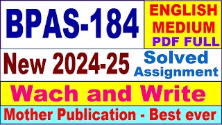 BPAS 184 solved assignment 202425 in English  bpas 184 solved assignment 2025  bpas184 202425 [upl. by Ttenna]