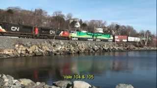 CN120 with 5 SD80ACes for Carajas Railroad Vale do Rio Doce arriving in Halifax 18 March 2012 [upl. by Mayworm692]