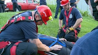 Newport Fire Department  Low Angle Rescue Training [upl. by Aicirtak531]