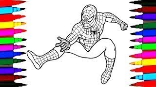 Coloriage Dessiner Spiderman  How To Color Spiderman Coloring Drawing Pages videos for kids [upl. by Case]