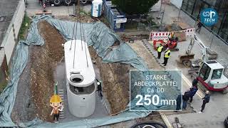 TECH Projekt  Kunstquartier Hagen  Setzen eines Löschwasserbehälters für eine Sprinkleranlage [upl. by Raffaj]