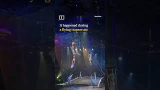 Performer falls from net after trampoline spring breaks shorts [upl. by Cesar528]