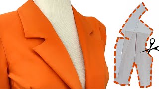 DIY 🔥Super Easy ONE PIECE Blazer Jacket Collar and Lapel Sewing [upl. by Aidroc]