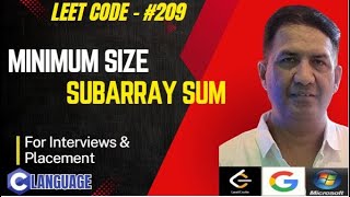 Minimum Size Subarray Sum  Sliding Window InterviewTCS GoogleInfosys Microsoft  LeetCode 209 [upl. by Anse]