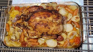 Pule me patate ne furre me shije te mrekullueshme  Oven roasted whole chicken and veggies [upl. by Hannaoj]