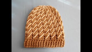 Gorro para hombre a crochet  punto diagonal a crochet yo ganchillo [upl. by Dawkins]